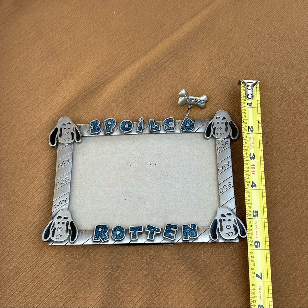Dog Photo Frame Spoiled Rotten Pewter - Picture 9 of 9